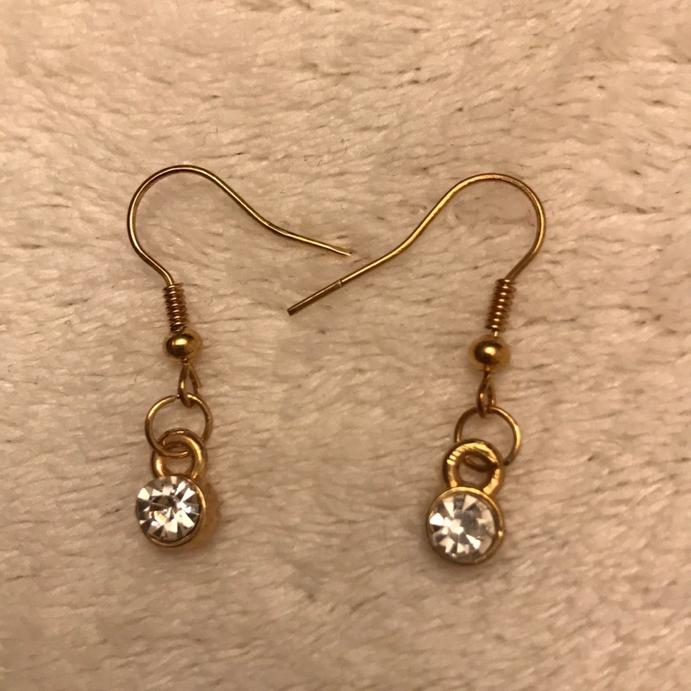 Gold Rhinestone Earrings - Picture 2 of 2